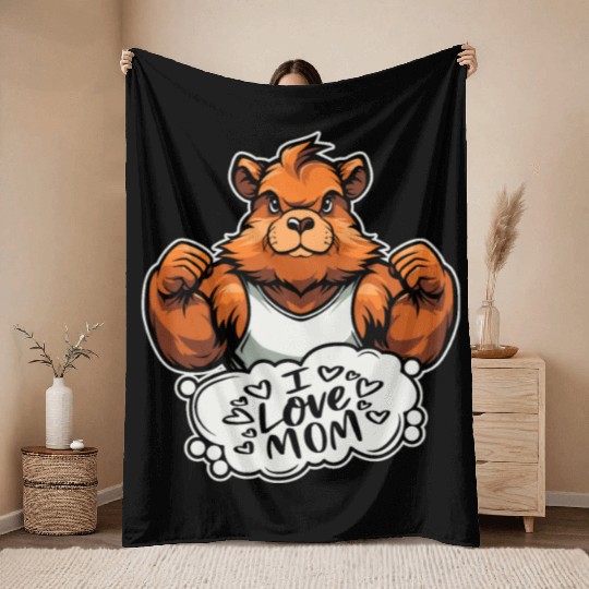 Guinea Pig Cavy Mother I Love Mom Throw Blankets