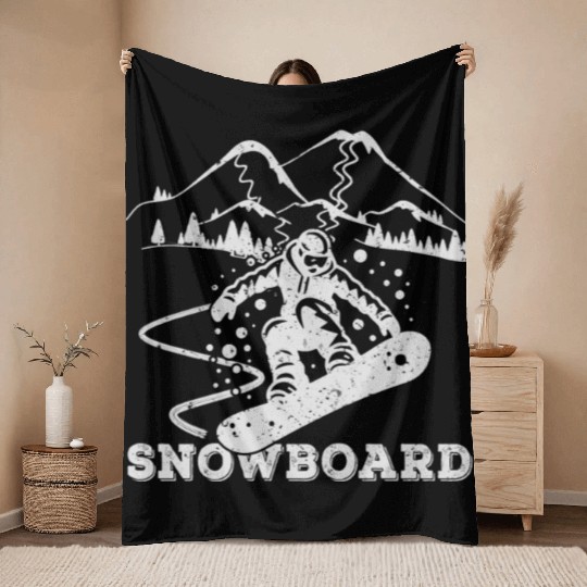 Snowboarding Freestyle Big Mountain Boarding Throw Blankets