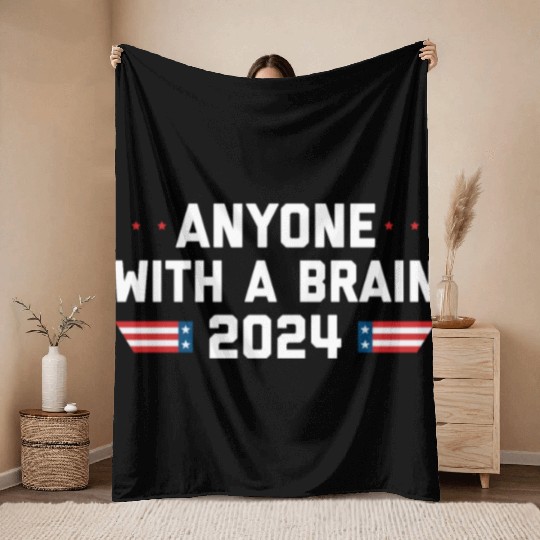 2024 Brain Vote Democracy Anti-Trump Throw Blankets