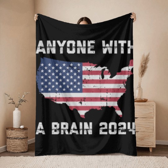 2024 Brain Vote Democracy Anti-Trump Throw Blankets