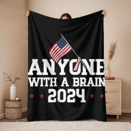 2024 Brain Vote Democracy Anti-Trump Throw Blankets