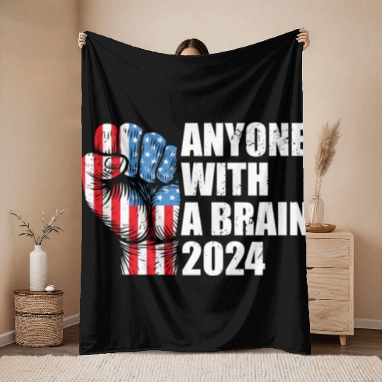 2024 Brain Vote Democracy Anti-Trump Throw Blankets