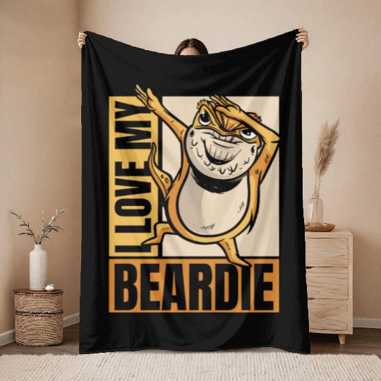 I Love My Beardie Pogona Lizard Pet Owner Bearded Throw Blankets