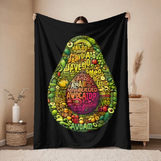 ULTRA AVOCADO TYPOGRAPHY ART, TEXT ART, WORD ART Throw Blankets
