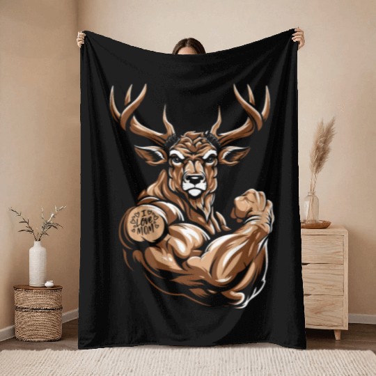 Deer I Love Mom Throw Blankets