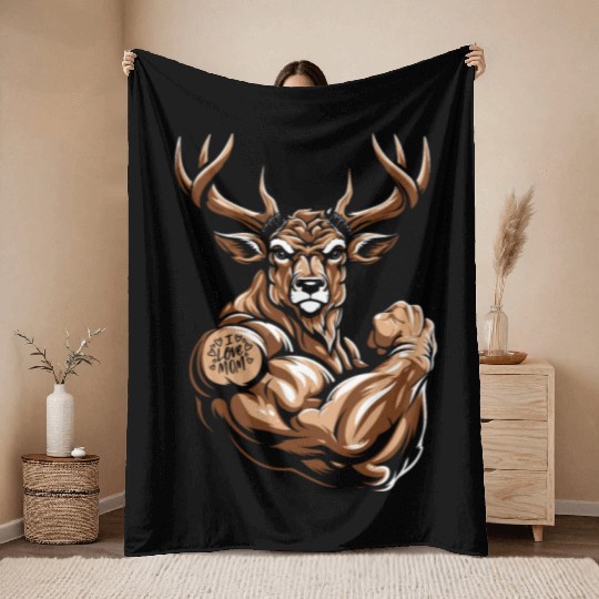 Deer I Love Mom Throw Blankets
