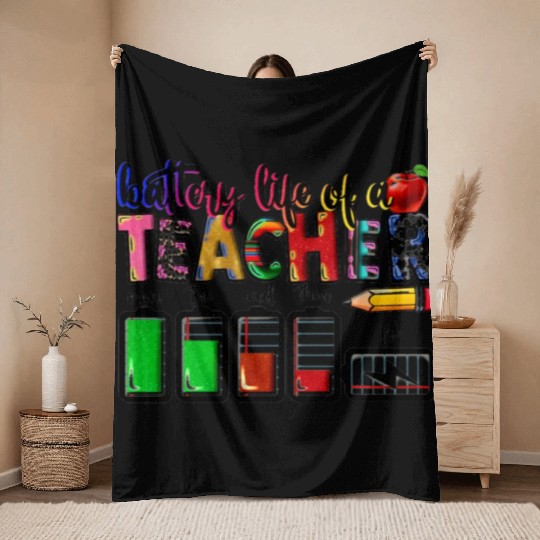battery life of teacher Throw Blankets