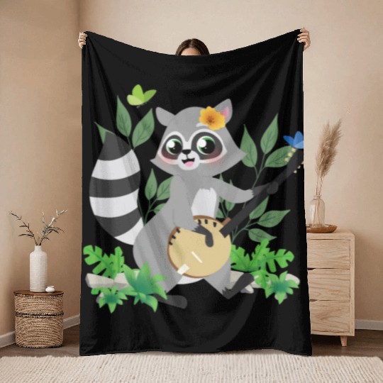 Raccoon Cottagecore Naturecore Kids Throw Blankets