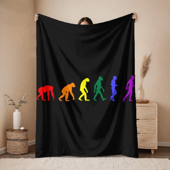 Rainbow Evolution Throw Blankets