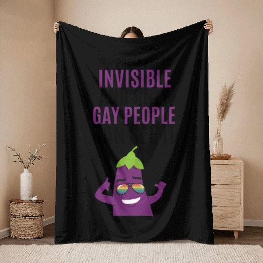 Invisible eggplant Throw Blankets for your gay friend