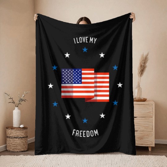 I love my freedom (pd6) Throw Blankets