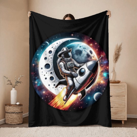 Space Cowboy Astronaut Throw Blankets
