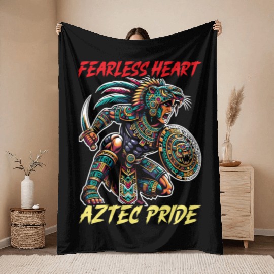 Aztec Jaguar Warrior Aztec Culture Indigenous Throw Blankets