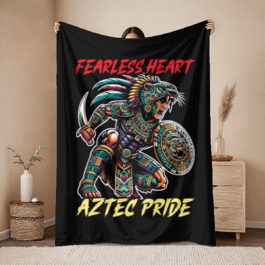 Aztec Jaguar Warrior Aztec Culture Indigenous Throw Blankets