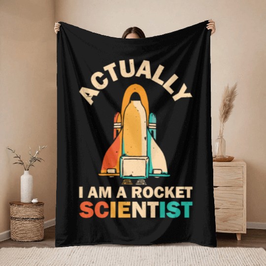 Retro Rocket Scientist Space Shuttle Throw Blankets