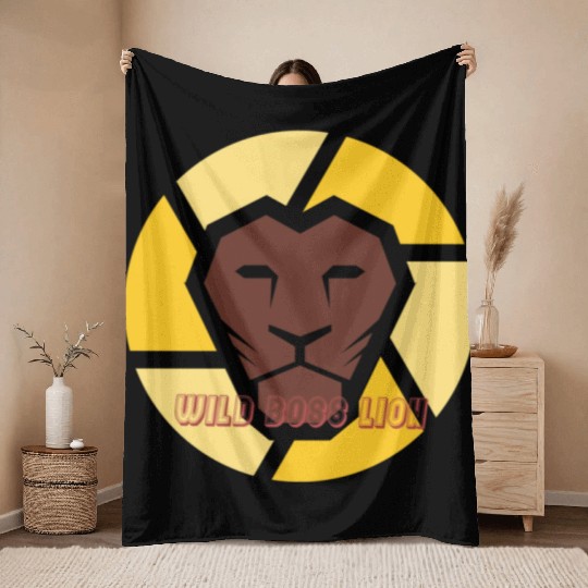 wild boss lion Throw Blankets