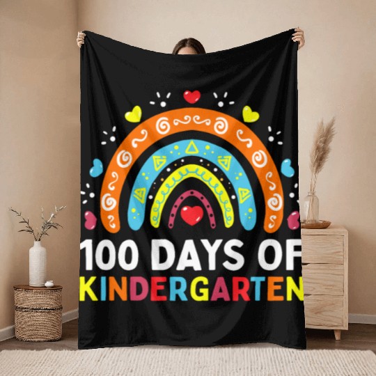100 Days of Kindergarten School Teacher or Throw Blankets