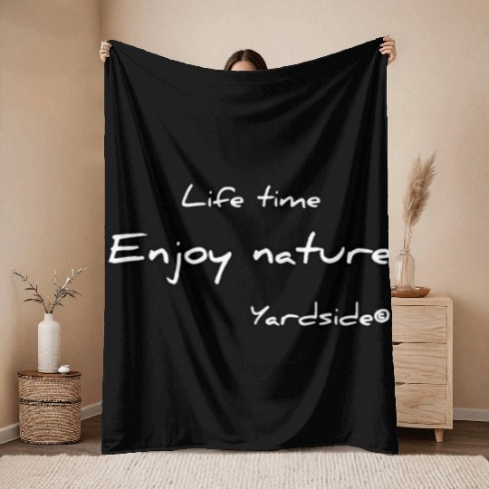 Life time enjoy nature Yardside font logo white Throw Blankets