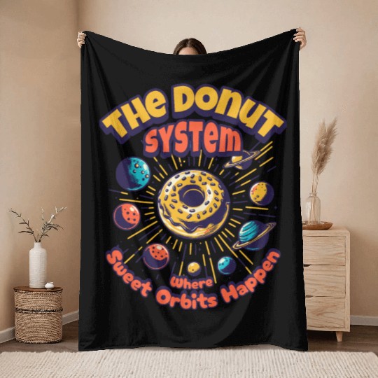 Donut Solar System Throw Blankets