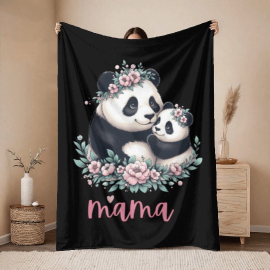 Panda Lover I Mama Panda And Cub Mother's Day Throw Blankets
