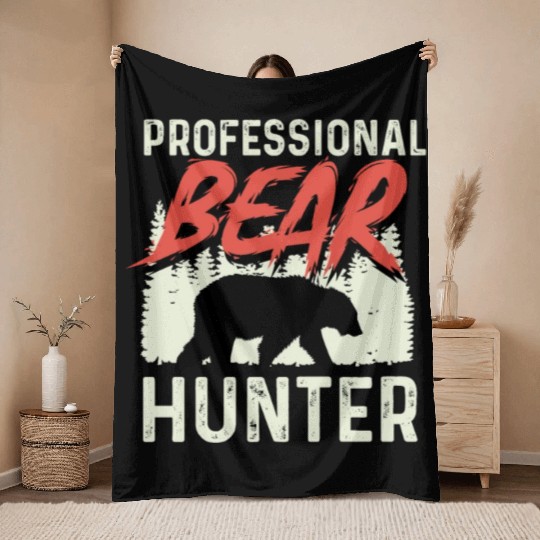 Professional Bear Hunter Hunter Gift Throw Blankets
