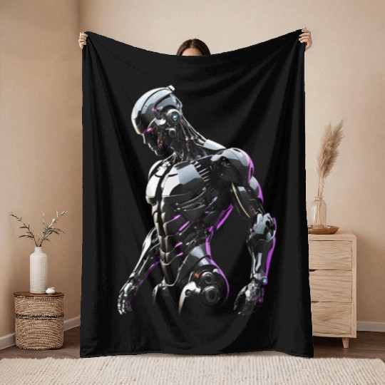 Artificial Intelligence Robot Alex Throw Blankets
