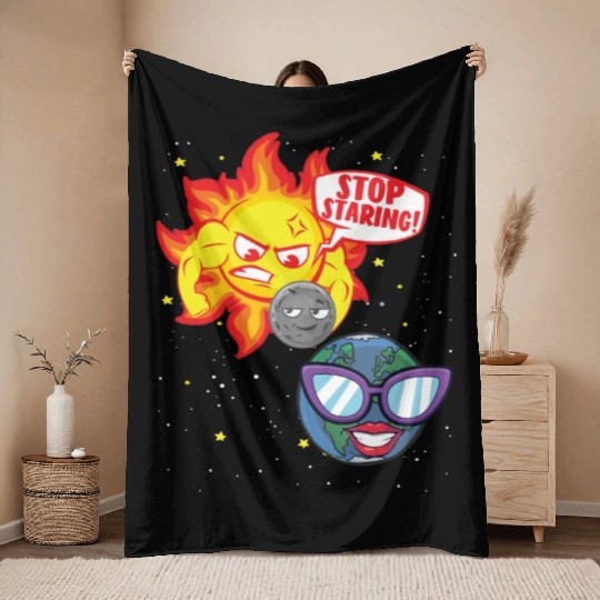 Total Solar Eclipse Stop Staring 4.08.24 Eclipsest Throw Blankets