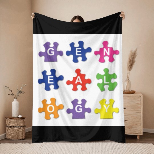 Genealogy Jigsaw Puzzle Pieces Throw Blankets