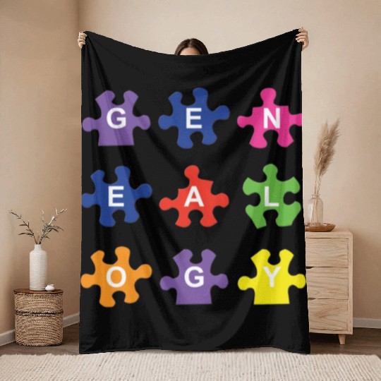 Genealogy Jigsaw Puzzle Pieces Throw Blankets