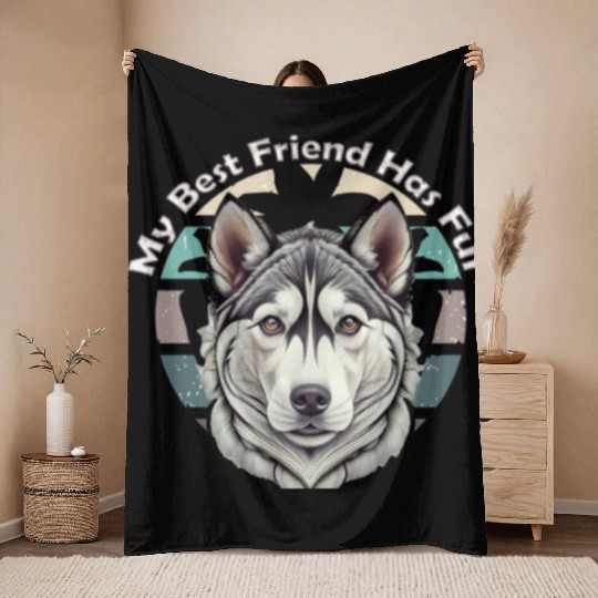 Valentine's Day celebrations with my husky Throw Blankets
