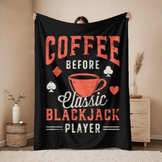 Classic Blackjack Coffee Card Player Coffee Lover Throw Blankets