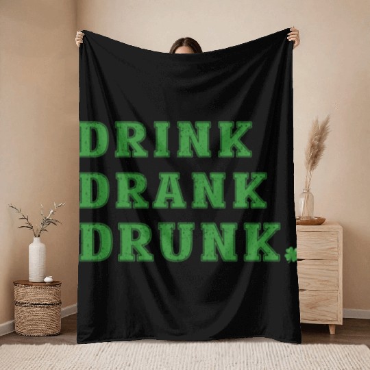 Funny St. Patty's Day Drinking Throw Blankets