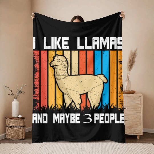 Vintage Llama I Like Llamas And Maybe 3 People T-S Throw Blankets