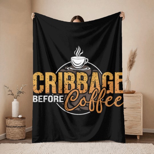 Cribbage Player Before Playing Cards Coffee Lover Throw Blankets