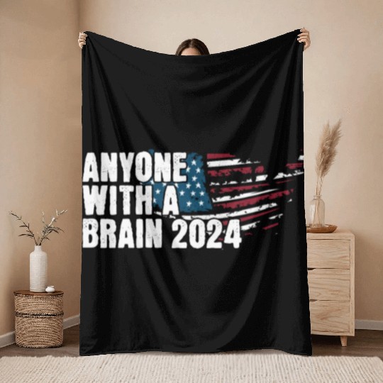 2024 Brain Vote Democracy Anti-Trump Throw Blankets
