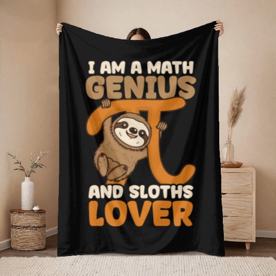 Pi Day Math Genius And Maths Lover Sloth Throw Blankets