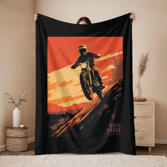 Sunset Motocross - Race Day Throw Blankets