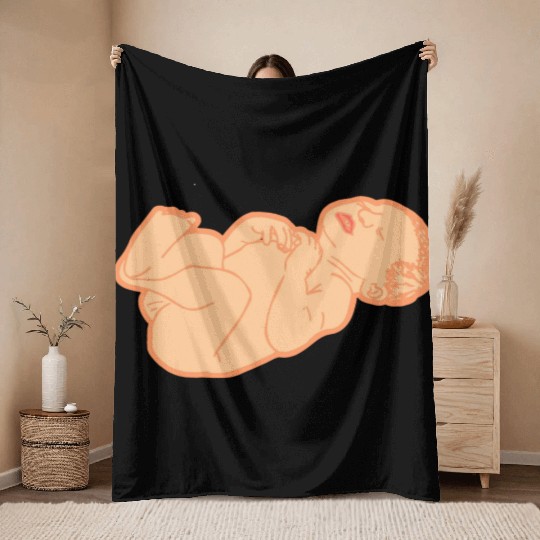 Newborn baby white skin color Throw Blankets