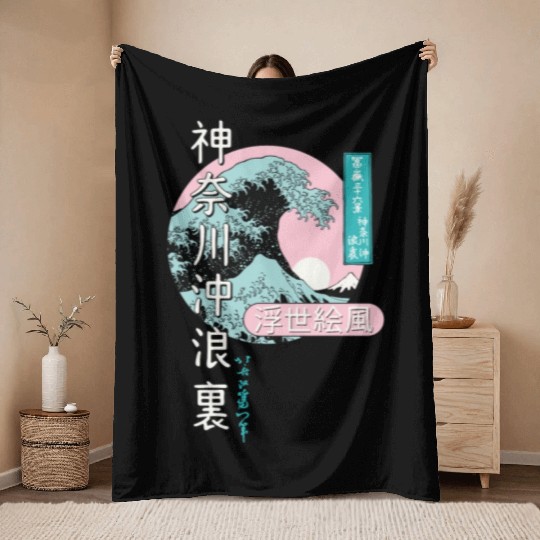 the great wave off kanagawa japan Throw Blankets