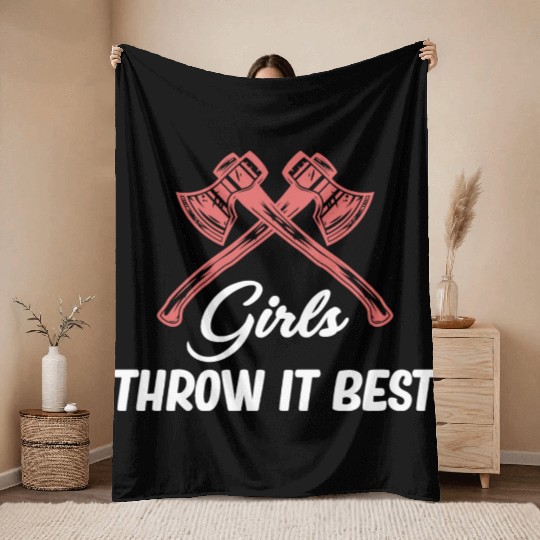 Girls Throw It Best Axe Throwing Chainsaw Throw Blankets