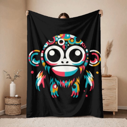 Chromatic Chimp: A Spectrum of Wonder Throw Blankets