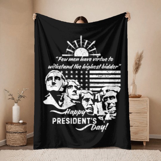 Presidents Day USA Throw Blankets