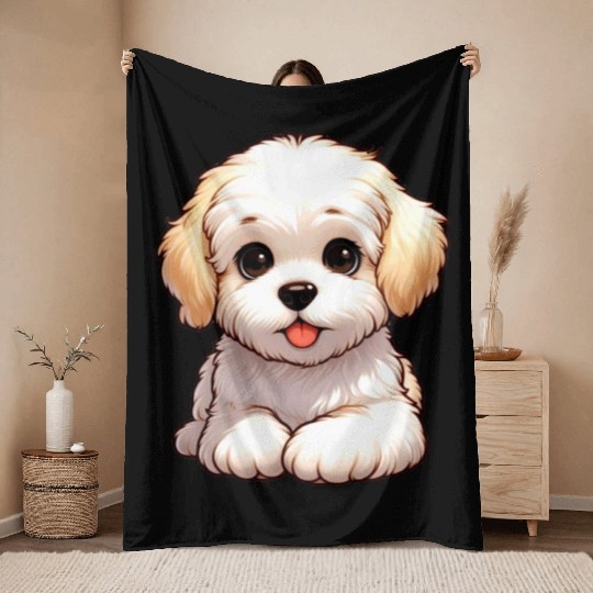 Fluffy Puppy Throw Blankets