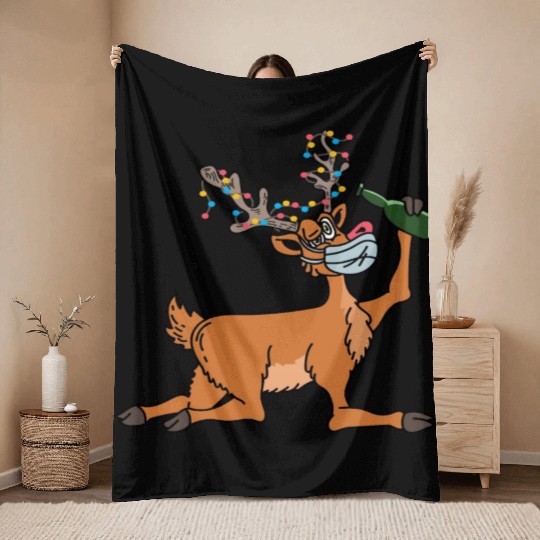 Drunk Reindeer Party-goer Gift Throw Blankets
