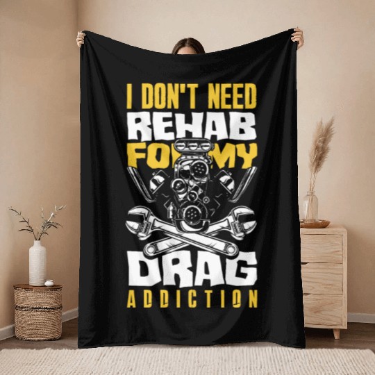 Funny Drag Race Drag Racing Gift Throw Blankets