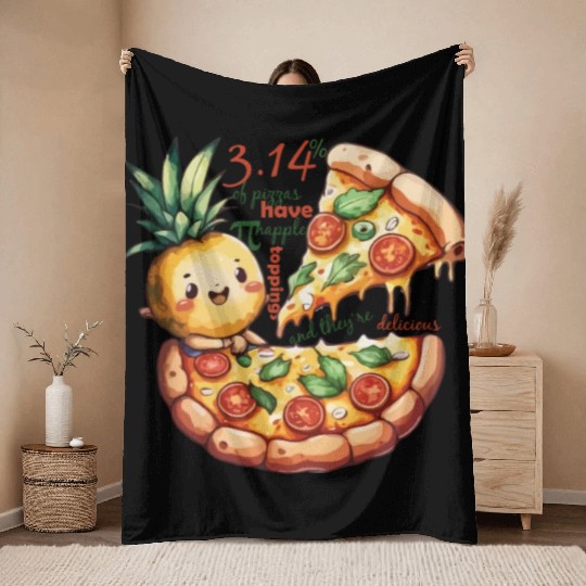 pi day math Pineapple pizza Toppings Throw Blankets