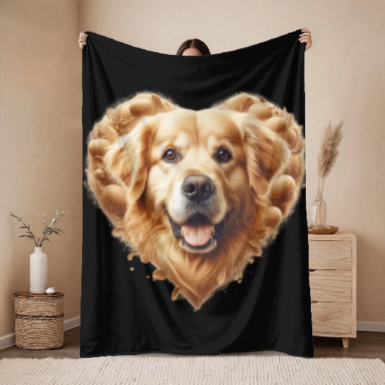 Golden Heart for Golden Retriever Throw Blankets