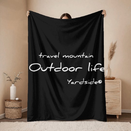 travel mountain Outdoor life Yardside font logo Throw Blankets