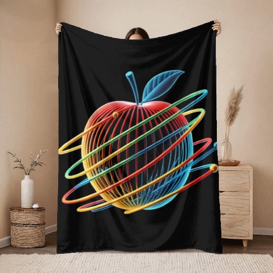 Colorful Orbital Apple Throw Blankets