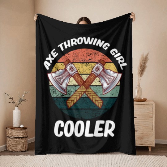 Axe Throwing Girl Cooler Chainsaw Bushcraft Throw Blankets